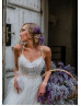 V Neck Lace Tulle Elegant Wedding Dress